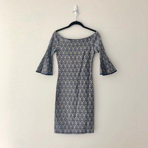 Crece Bodycon Ruffle Sleeve Scallop Pattern Dress